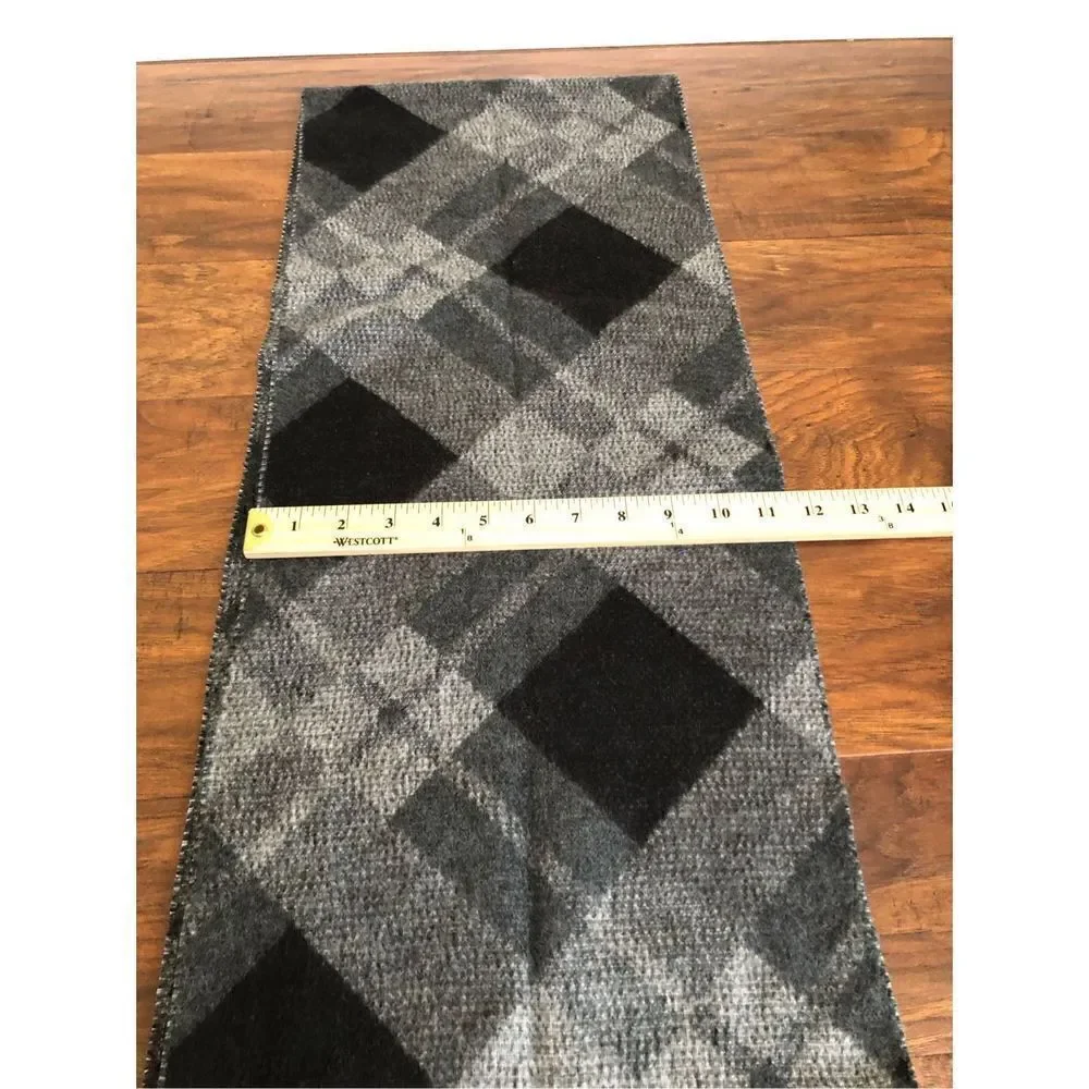 Vintage Gray Black White Plaid Scarf Made in Germany 100% Acrylic
